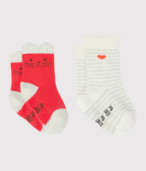 2er-Set Babysocken f&uuml;r M&auml;dchen rot