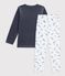 Pyjama  en coton weiss/blau/vielfarbig
