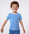Kurzärmeliges Kinder-T-Shirt aus Baumwolle mit Streifen blau PORCELANA/ MARSHMALLOW