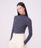 Damen-Rollkragenshirt aus Baumwolle mit Streifen blau/weiss