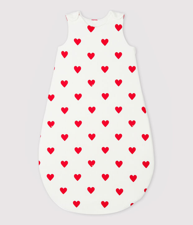 Babyschlafsack aus Baumwolle mit Herzmotiv TOG-Wert 2 weiss/rot
