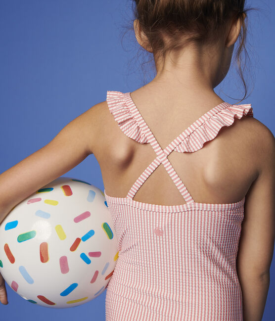 Kinder-Badeanzug aus recyceltem Material für Mädchen rosa GRETEL/weiss MARSHMALLOW