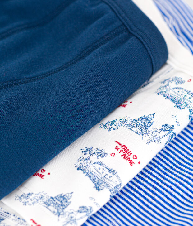 3er-Set Kinder-Boxershorts aus Baumwolle mit &uuml;berzogenem Bund mit Paris-Motiv vielfarbig