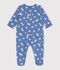 Strampler aus Molton mit Herzmotiven blau/weiss