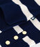 Damen-Pullover mit Stehkragen aus Wolle und Baumwolle mit Streifen blau SOIR/ MARSHMALLOW