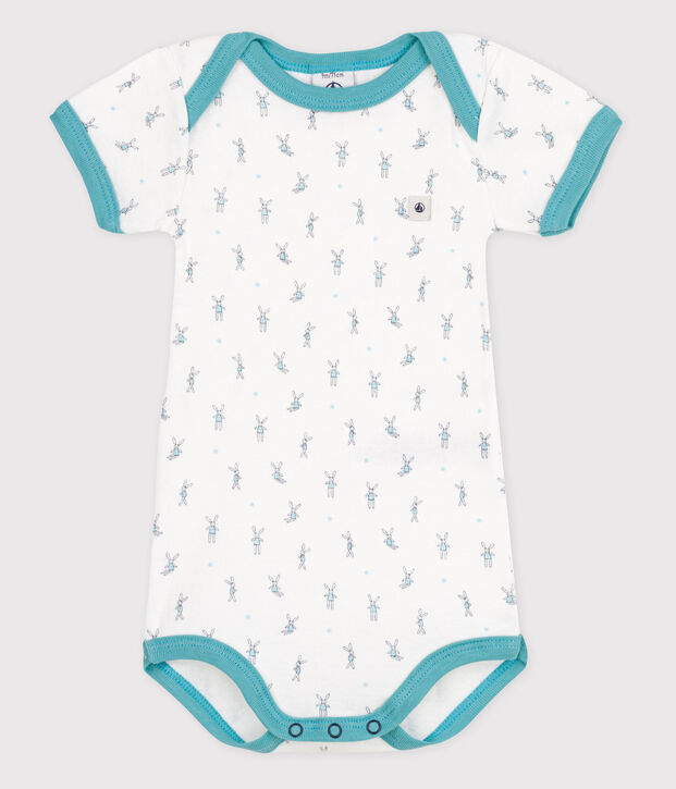 Kurz&auml;rmeliger Baby-Body weiss/vielfarbig
