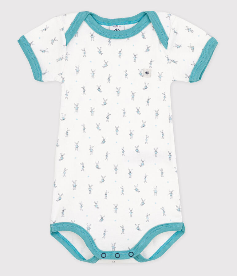 Kurz&auml;rmeliger Baby-Body weiss ECUME/weiss MULTICO