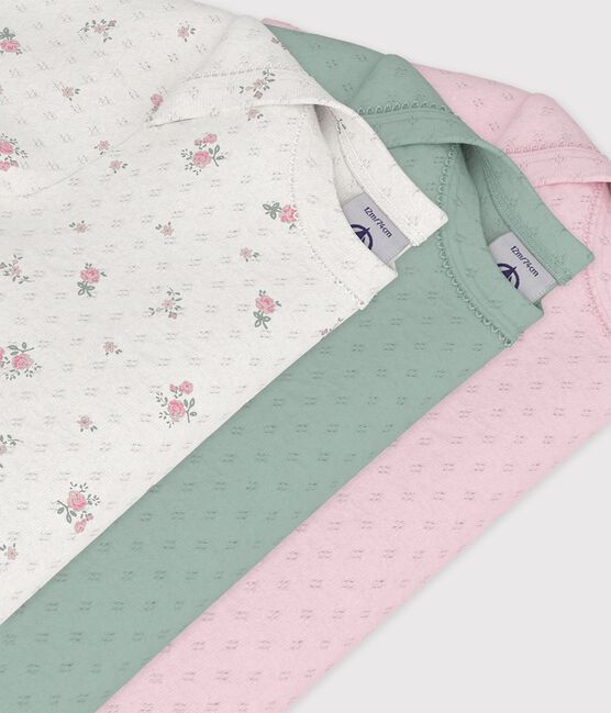 Set kurzärmeliger Baby-Bodys aus Baumwolle mit Blumen-Lochstickerei variante 1