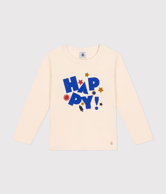 Langärmeliges Kinder-T-Shirt aus feinem Jersey für Jungen naturfarben AVALANCHE