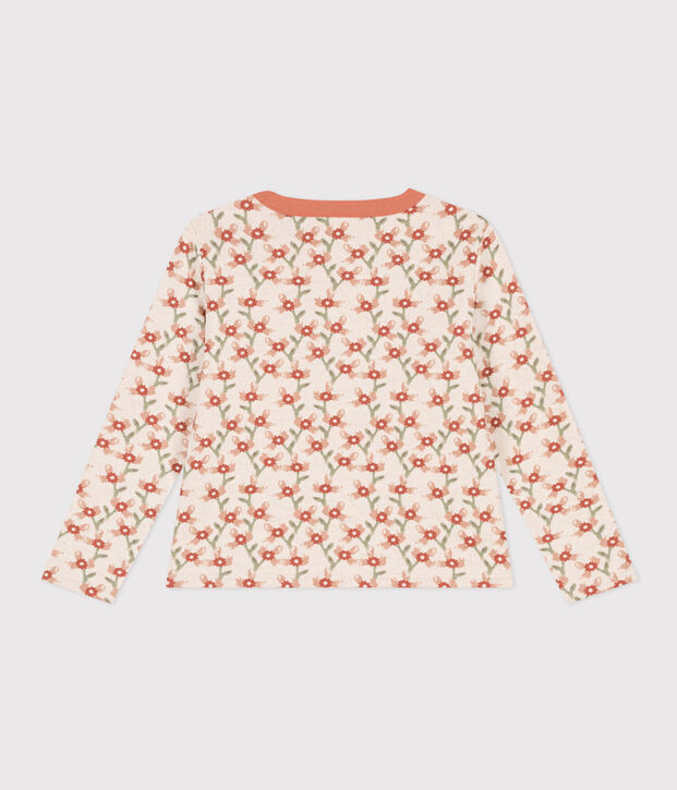 Kinder-Cardigan aus gestepptem Doppeljersey mit Aufdruck f&uuml;r M&auml;dchen naturfarben/vielfarbig