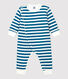 Wattierter Baby-Overall ohne Füße aus Baumwolle mit blauen Streifen