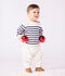 Baby-Pullover im Marine-Look aus Wolle und Baumwolle mit Streifen blau/blau