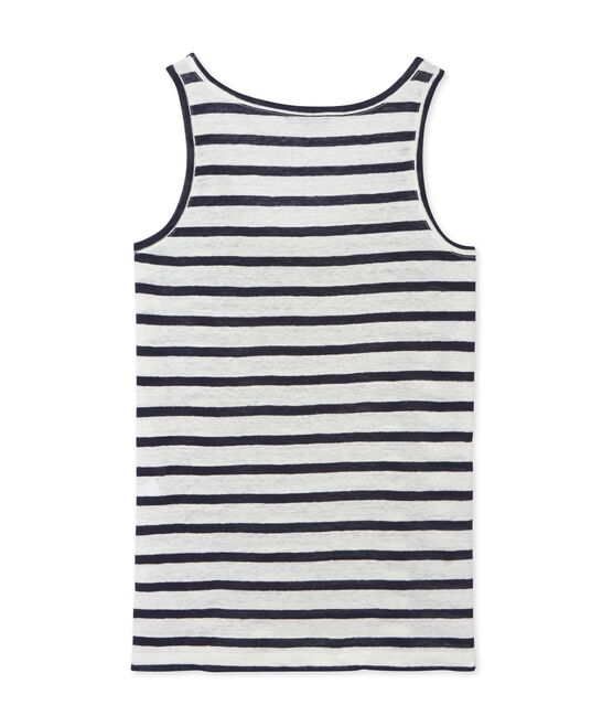 Klassisches Tanktop aus gestreifter Leine für Damen weiss LAIT/blau SMOKING