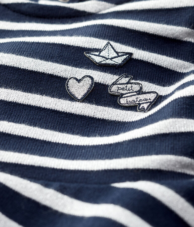 Baby-Kleid aus Molton f&uuml;r M&auml;dchen blau/MARSHMALLOW ARGENT BRILLANT