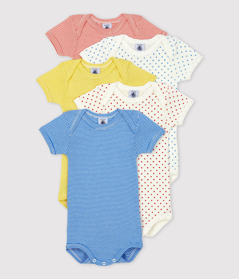 5er-Set kurz&auml;rmelige gestreifte Bodys aus Baumwolle vielfarbig