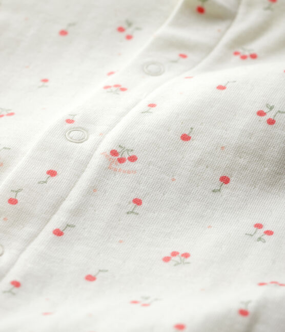 Baby-Bodyjama mit Kirschen-Motiv, aus Doppeljersey aus Bio-Baumwolle weiss MARSHMALLOW/weiss MULTICO