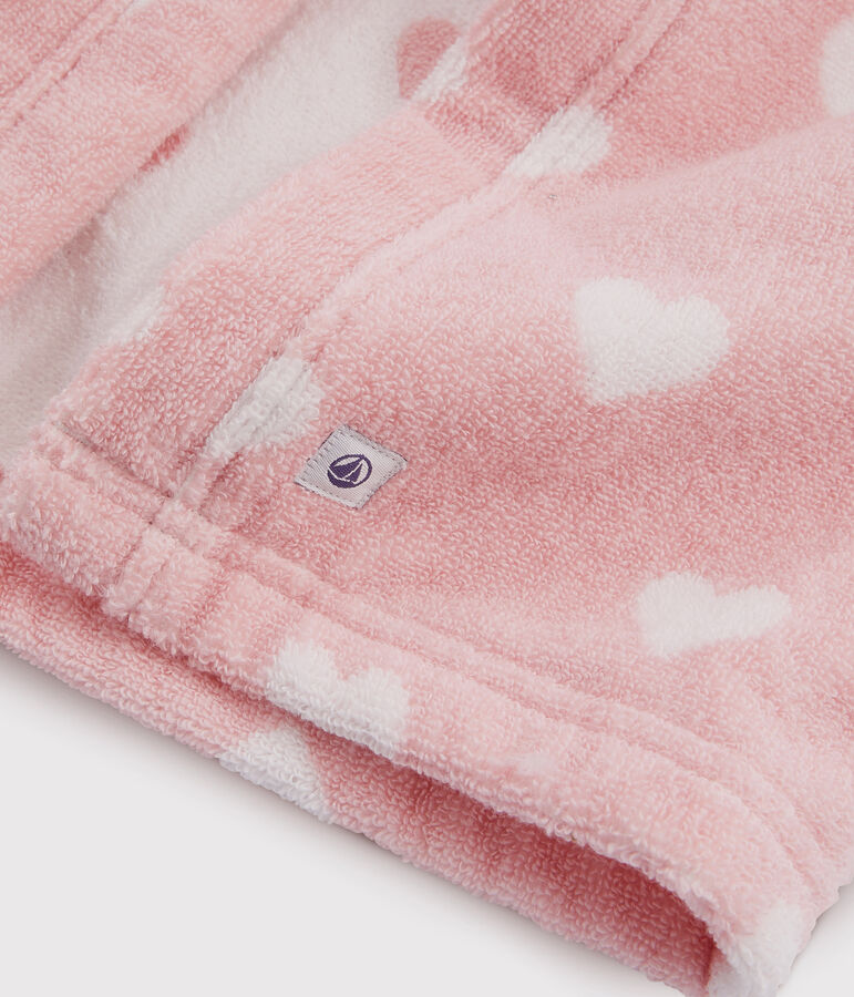 Baby-Badecape aus Frottee mit Herz-Motiv rosa/weiss