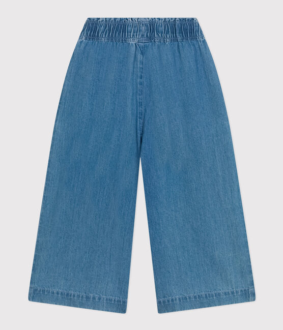 Kinder weite-Hose aus leichtem Denim für Mädchen blau DENIM CLAIR