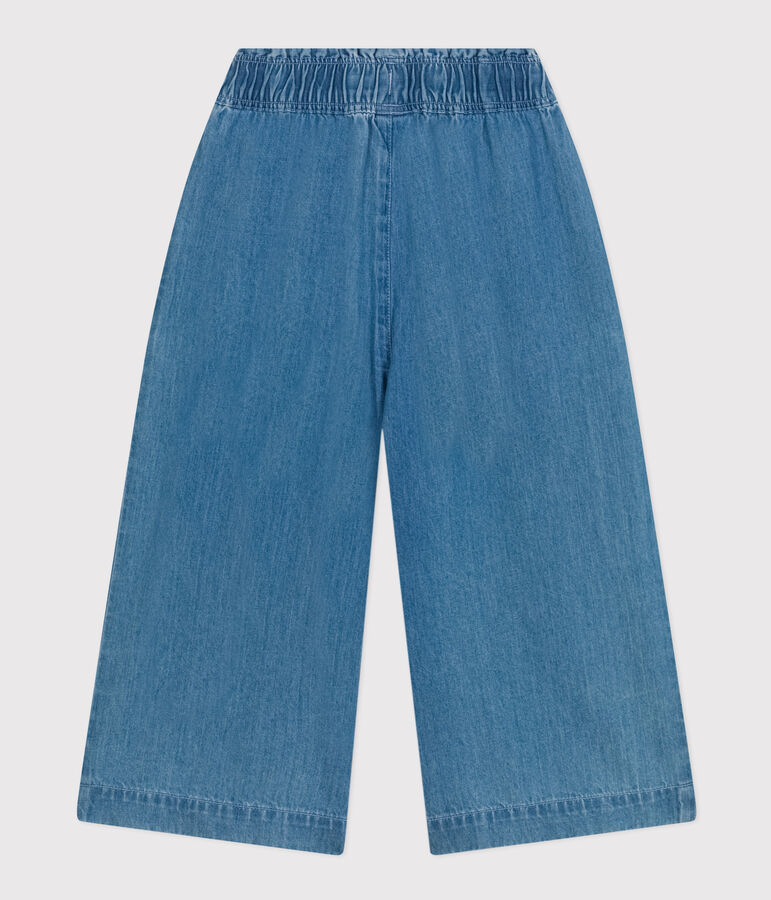 Kinder weite-Hose aus leichtem Denim f&uuml;r M&auml;dchen blau