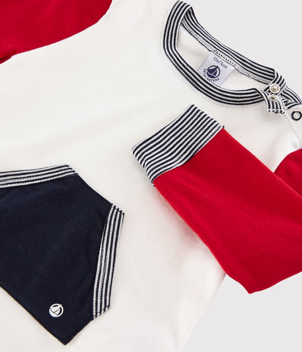 Colorblock-Baby-T-Shirt f&uuml;r Jungen weiss/rot