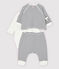 Klassisches Dreiteiliges Baby-Set aus Bio-Baumwolle weiss MARSHMALLOW/blau SMOKING