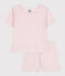 Kinder-Kurzpyjama aus Baumwolle rosa FLEUR