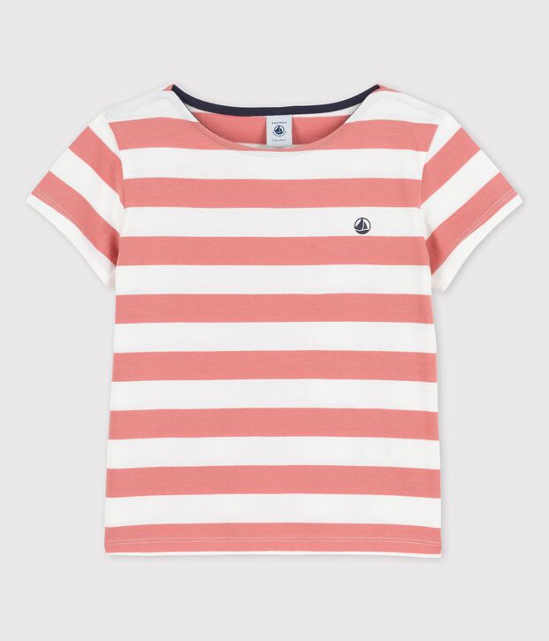 Kurz&auml;rmeliges T-Shirt aus Baumwolle f&uuml;r M&auml;dchen rosa/weiss