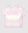T-Shirt aus Baumwolle/gestreiftem Leinen Damen weiss MARSHMALLOW/rosa BOHEME