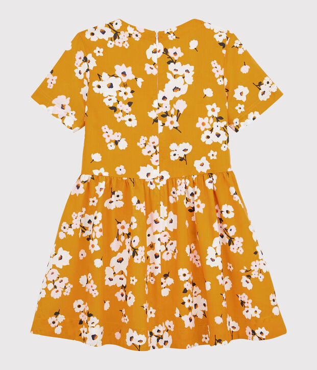 Kurz&auml;rmeliges Kinderkleid f&uuml;r M&auml;dchen gelb/vielfarbig