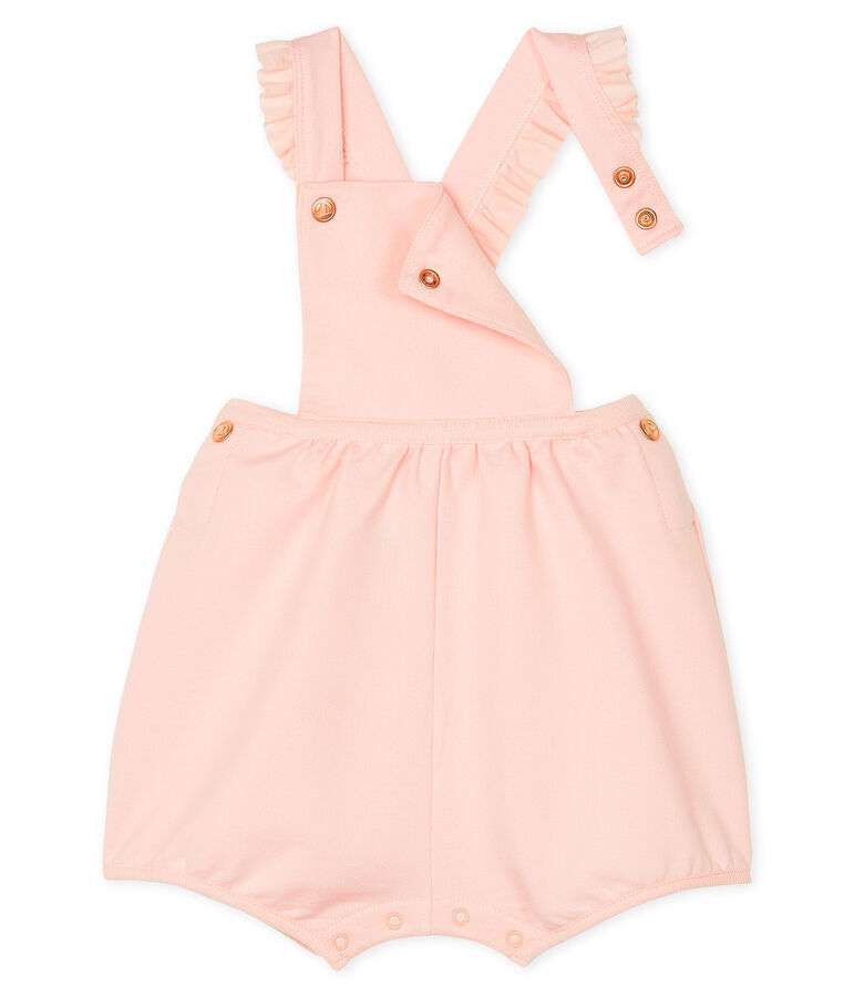 Kurze Baby-Latzhose aus Molton f&uuml;r M&auml;dchen rosa