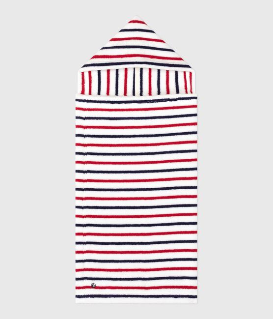 Baby-Badehandtuch aus Frottee mit Streifen weiss MARSHMALLOW/weiss MULTICO