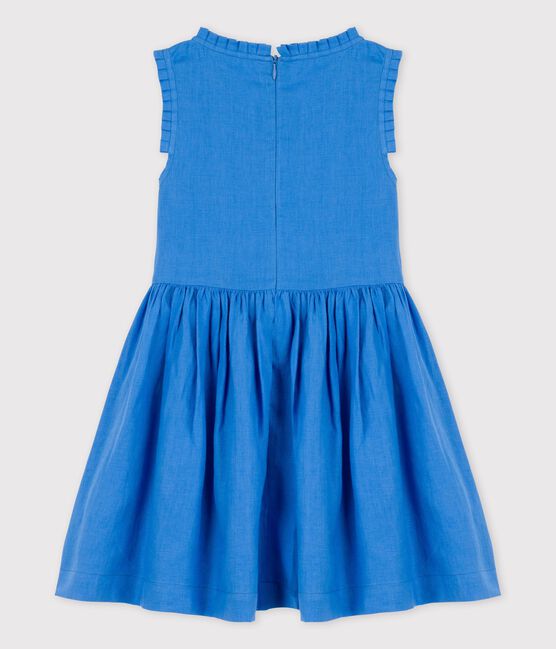 Ärmelloses Leinenkleid für Mädchen blau BRASIER