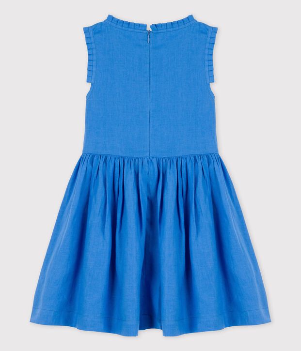 &Auml;rmelloses Leinenkleid f&uuml;r M&auml;dchen blau