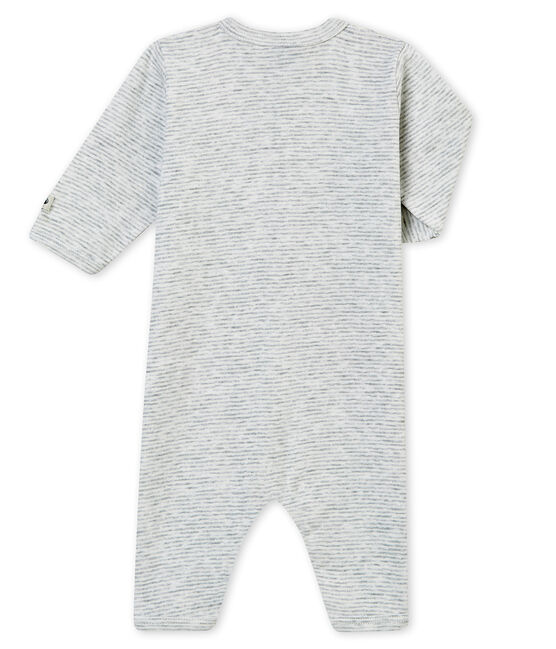 Baby Jungen Strampler ohne Fuß. grau POUSSIERE/weiss MARSHMALLOW