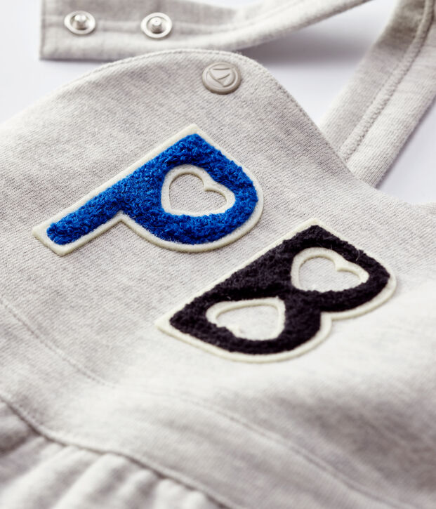 Baby-Latzhose aus Molton. BELUGA CHINE