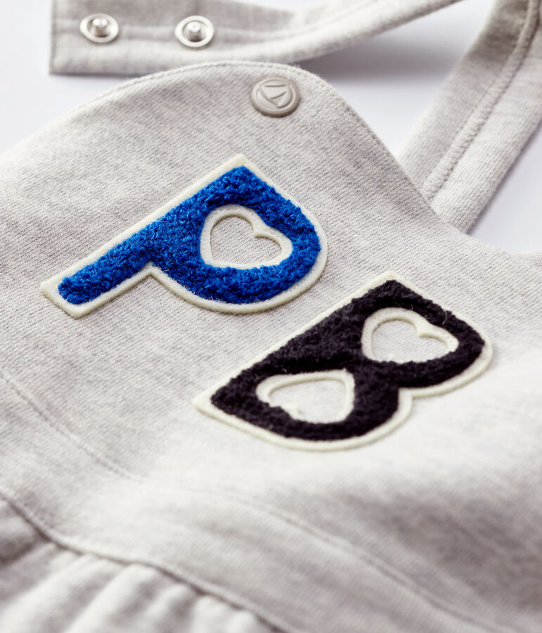 Baby-Latzhose aus Molton. grau