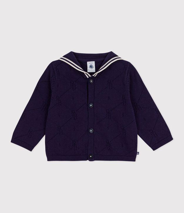 Baby-Cardigan mit Matrosenkragen aus Baumwolle mit Lochstickerei SOIR