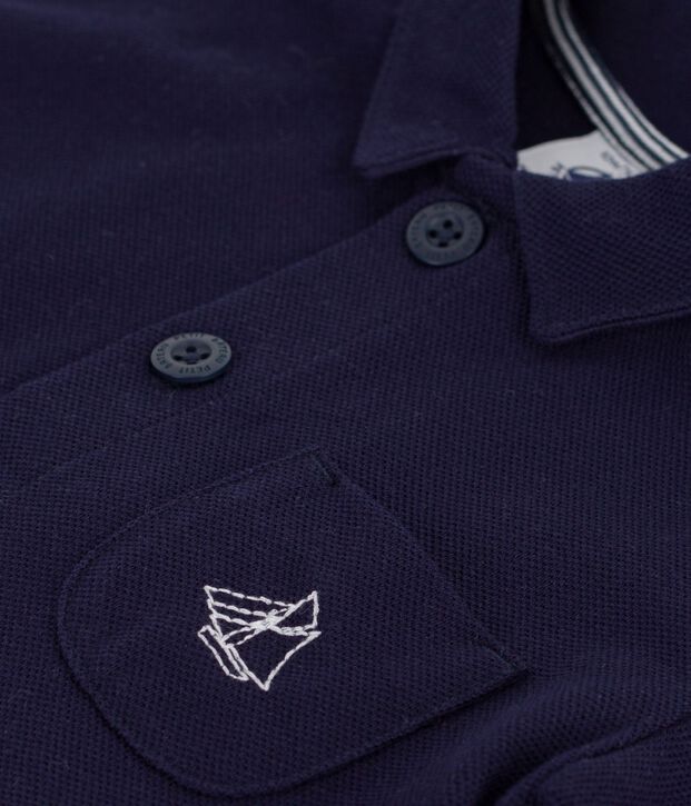 Baby-Kurzoverall mit Polokragen aus einfarbiger Baumwolle SOIR