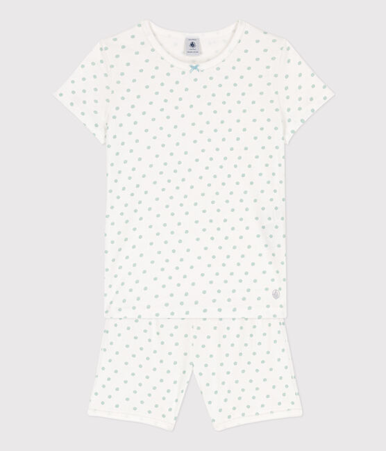 Kinderkuzpyjama aus Baumwolle mit Polka-Dot-Muster für Mädchen MARSHMALLOW/ BOB
