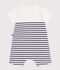 Baby-Kurzoverall mit Matrosenkragen aus gestreifter Baumwolle blau/blau