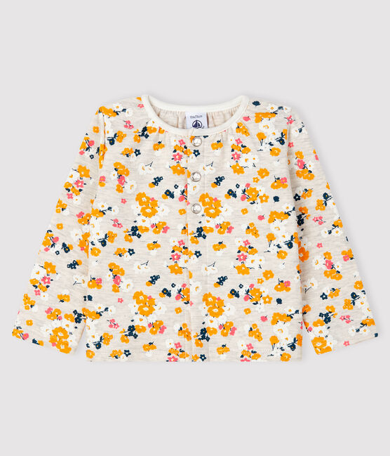 Baby-Cardigan aus Doppeljersey für Mädchen beige MONTELIMAR/weiss MULTICO