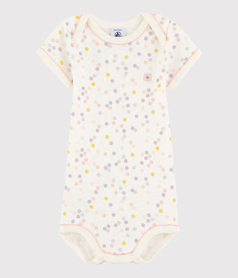Kurz&auml;rmeliger Baby-Body M&auml;dchen rosa/weiss
