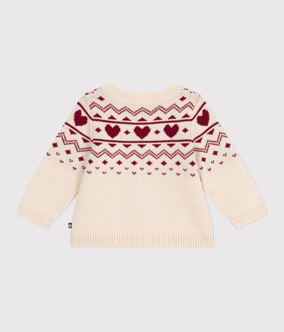 Baby-Cardigan aus Woll- und Baumwollstrick mit Herzmotiv naturfarben AVALANCHE/ AMARANTE