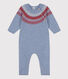 Langer Baby-Overall in Jacquardstrick aus einer Wolle-/Baumwollmischung