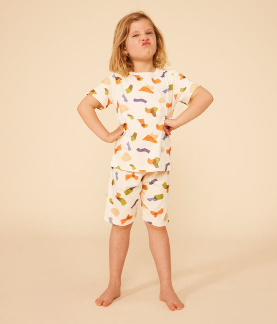 Kurzer Kinderpyjama aus Baumwolle mit Printmotiv weiss AVALANCHE/ MULTICO