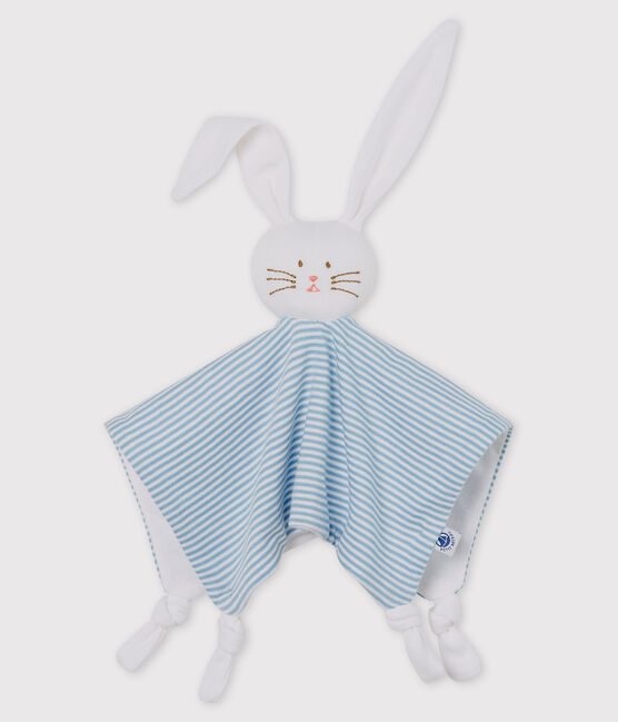 Baby-Kuschelhäschen aus Baumwolle blau ACIER/weiss MARSHMALLOW