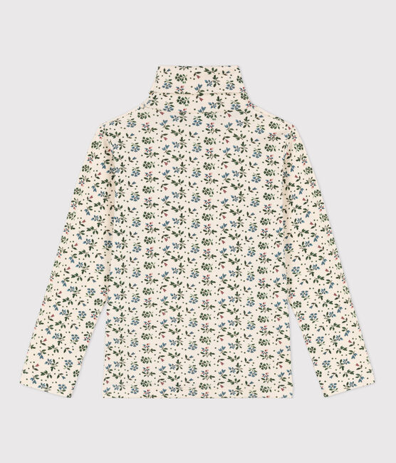 Rollkragenshirt aus Baumwolle mit Blumenmuster für Mädchen weiss AVALANCHE+VALLEE/ MULTICO