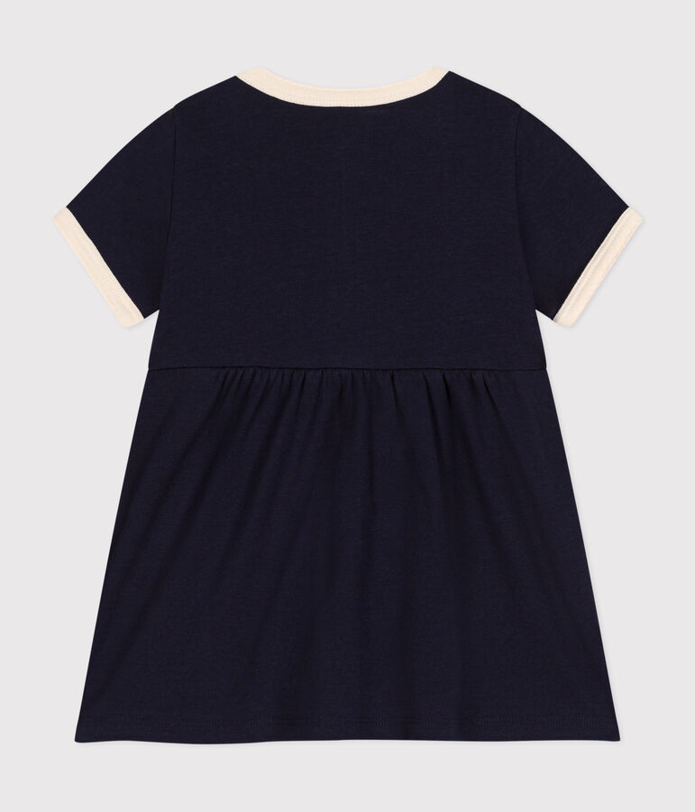 Kurz&auml;rmeliges Baby-Kleid aus Baumwolle blau SMOKING