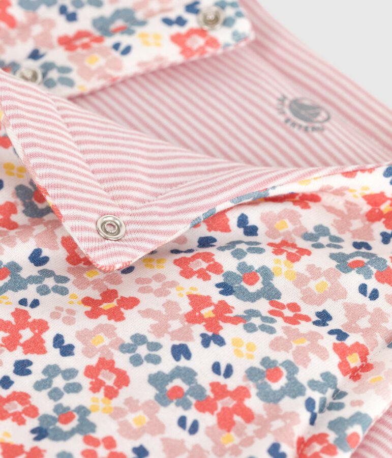 Wendbare Baby-Weste aus bedruckter Baumwolle weiss/rosa