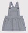 Baby-Latzhosenkleid aus gestreifter Baumwolle blau MEDIEVAL/weiss MARSHMALLOW